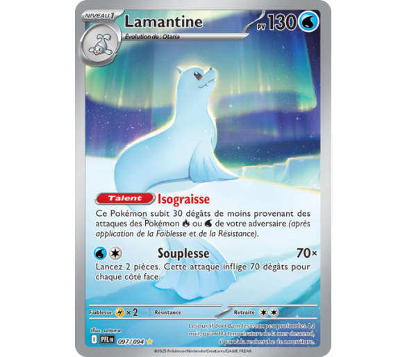 Lamantine Pv 130 97/094 - Carte Illustration rare Secrète - Méga-Évolution Flammes Fantasmagoriques