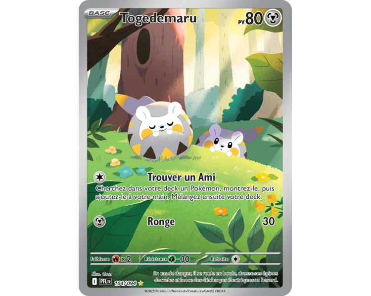 Togedemaru Pv 80 104/094 - Carte Illustration rare Secrète - Méga-Évolution Flammes Fantasmagoriques