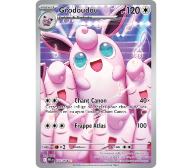 Grodoudou Pv 120 105/094 - Carte Illustration rare Secrète - Méga-Évolution Flammes Fantasmagoriques