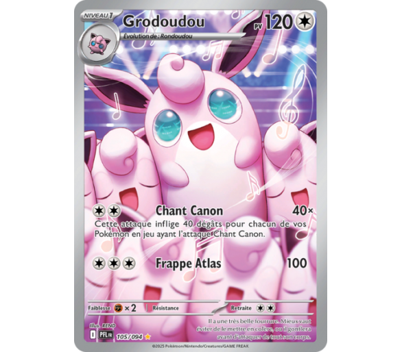 Grodoudou Pv 120 105/094 - Carte Illustration rare Secrète - Méga-Évolution Flammes Fantasmagoriques