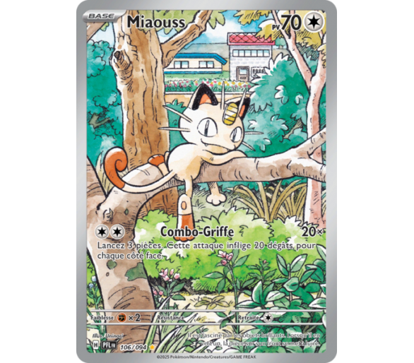 Miaouss Pv 70 106/094 - Carte Illustration rare Secrète - Méga-Évolution Flammes Fantasmagoriques