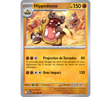 Hippodocus Pv 150 040/88 - Carte Peu Commune Reverse - Méga-Évolution Équilibre Parfait