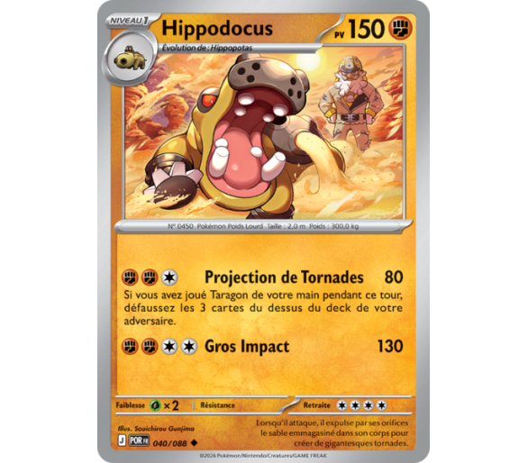 Hippodocus Pv 150 040/88 - Carte Peu Commune Reverse - Méga-Évolution Équilibre Parfait