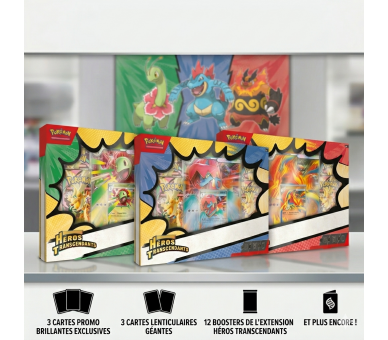 Coffret Méga Évolution– Héros Transcendants – ME2.5 - Méganium, Roitiflam ou Aligatueur