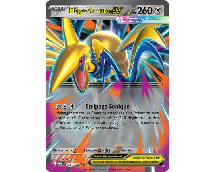 Méga-Airmure-ex Pv 260 055/88 - Carte Double Rare - Méga-Évolution Équilibre Parfait