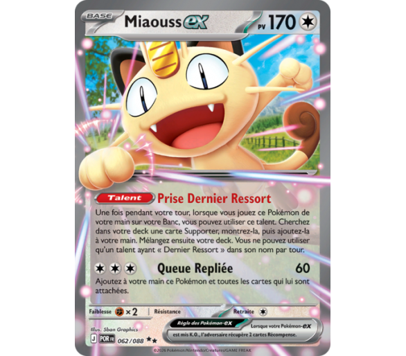 Miaouss-ex Pv 170 062/88 - Carte Double Rare - Méga-Évolution Équilibre Parfait