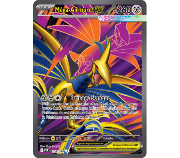 Méga-Airmure-ex Pv 260 106/88 - Carte Ultra Rare Secrète - Méga-Évolution Équilibre Parfait