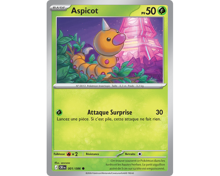 Aspicot Pv 50 001/86 - Carte Commune Reverse - Méga-Évolution Chaos Ascendant