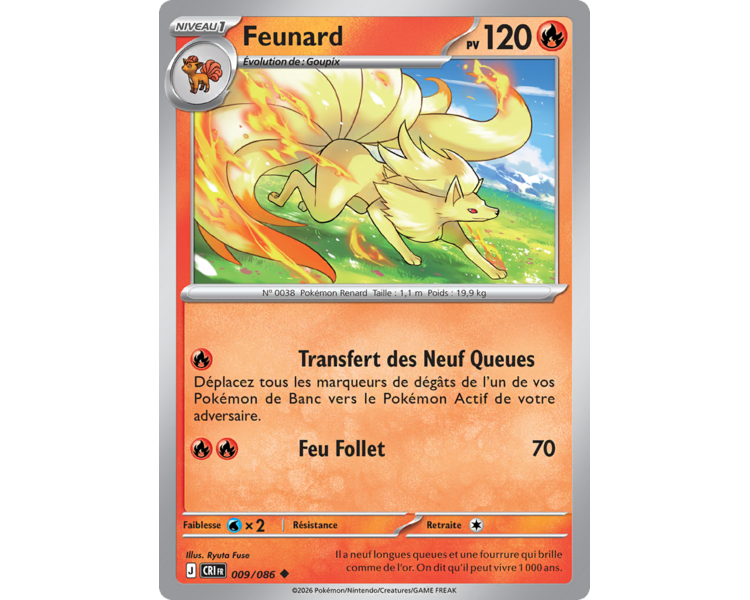 Feunard Pv 120 009/86 - Carte Peu Commune Reverse - Méga-Évolution Chaos Ascendant
