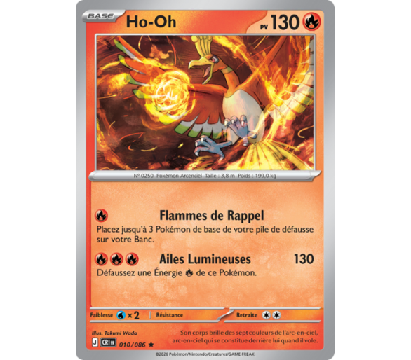 Ho-Oh Pv 130 010/86 - Carte Rare Reverse - Méga-Évolution Chaos Ascendant