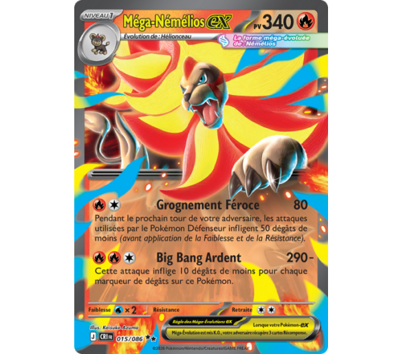 Méga-Némélios-ex Pv 340 015/086 - Carte Double Rare - Méga-Évolution Chaos Ascendant