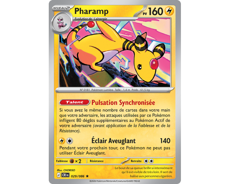 Pharamp Pv 160 029/86 - Carte Rare Holographique - Méga-Évolution Chaos Ascendant