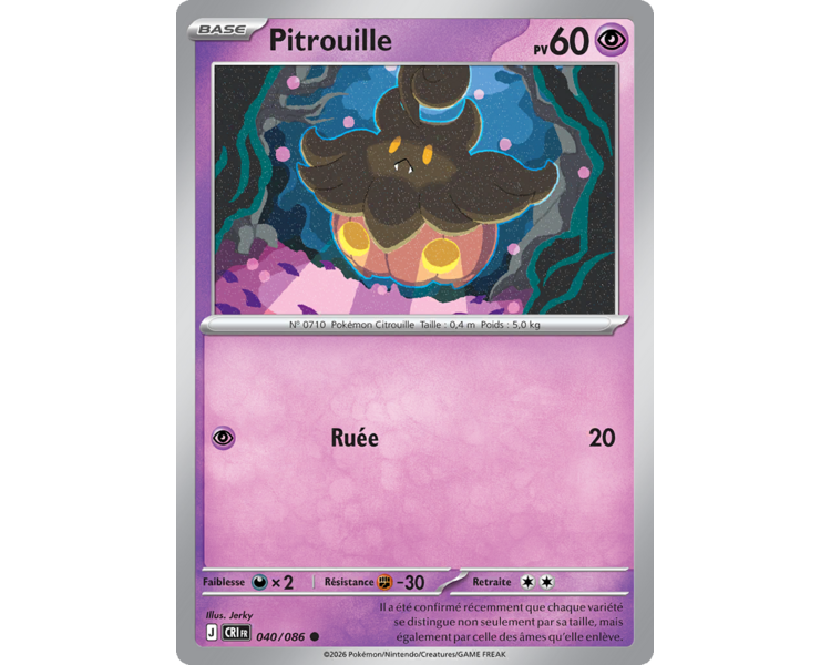 Pitrouille Pv 60 040/86 - Carte Commune Reverse - Méga-Évolution Chaos Ascendant