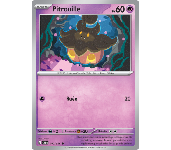 Pitrouille Pv 60 040/86 - Carte Commune Reverse - Méga-Évolution Chaos Ascendant