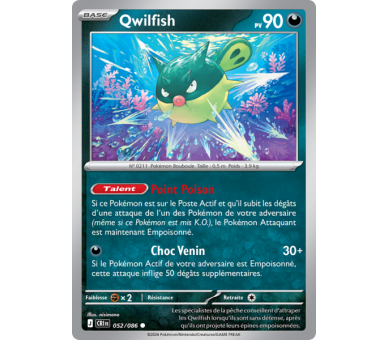 Qwilfish Pv 90 052/86 - Carte Commune Reverse - Méga-Évolution Chaos Ascendant