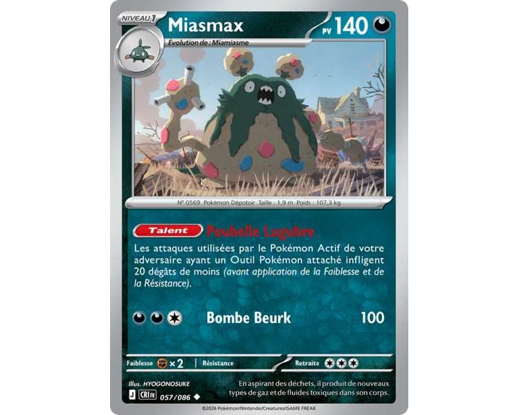 Miasmax Pv 140 057/86 - Carte Peu Commune Reverse - Méga-Évolution Chaos Ascendant