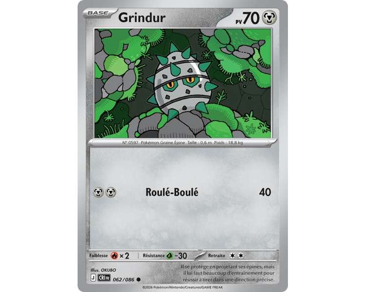 Grindur Pv 70 062/86 - Carte Commune Reverse - Méga-Évolution Chaos Ascendant