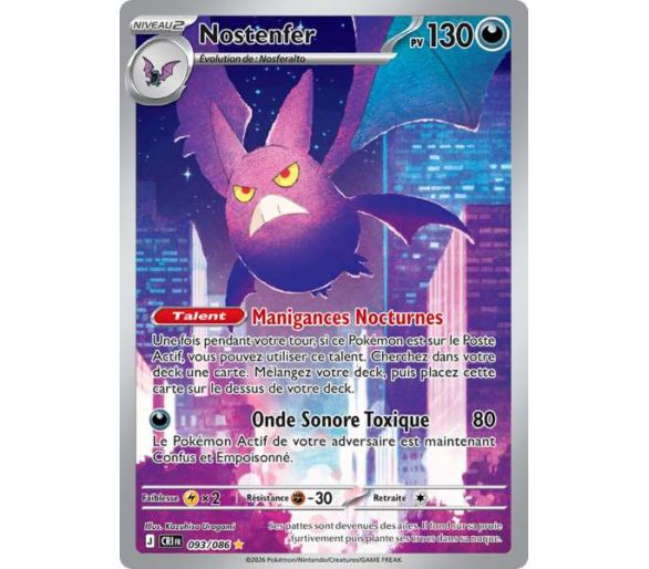 Nostenfer Pv 130 093/86 - Carte Secrète Illustration Rare - Méga-Évolution Chaos Ascendant