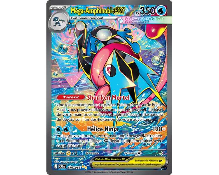 Méga-Amphinobi-ex Pv 350 116/86 - Carte Secrète Illustration spéciale Rare - Méga-Évolution Chaos Ascendant