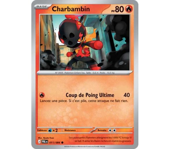 Charbambin Pv 80 011/084 - Carte Commune Reverse - Méga-Évolution Nuit Noire