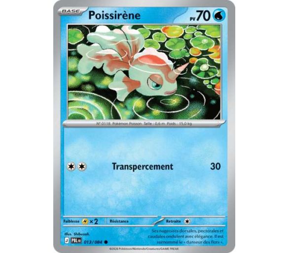 Poissirène Pv 70 013/084 - Carte Commune Reverse - Méga-Évolution Nuit Noire