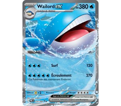 Wailord-ex Pv 380 016/084 - Carte Double Rare - Méga-Évolution Nuit Noire