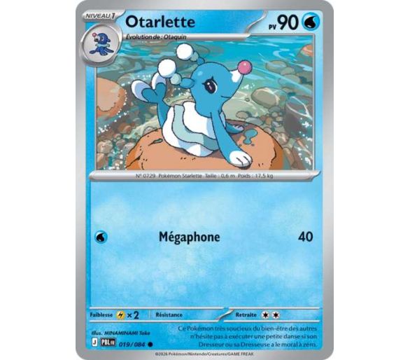 Otarlette Pv 90 019/084 - Carte Commune Reverse - Méga-Évolution Nuit Noire