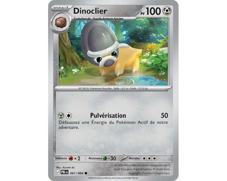 Dinoclier Pv 100 061/084 - Carte Commune Reverse - Méga-Évolution Nuit Noire