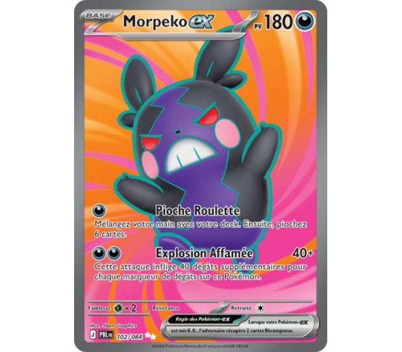 Morpeko-ex Pv 180 102/084 - Carte Ultra Rare - Méga-Évolution Nuit Noire