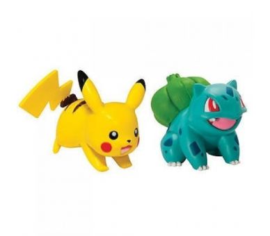 Pack de 2 figurines Pokémon : Bulbizarre vs Pikachu