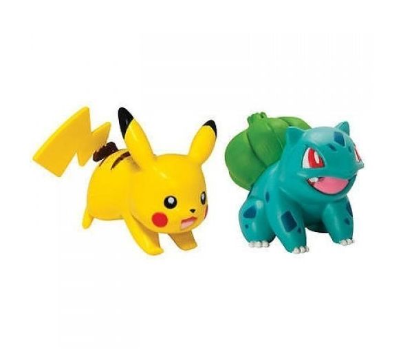 Pack de 2 figurines Pokémon : Bulbizarre vs Pikachu
