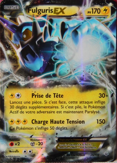 Fulguris EX XY6:Ciel Rugissant Carte Pokemon Neuve Française 26/108
