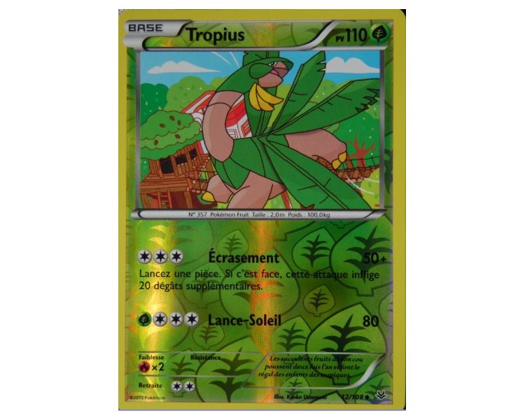 Carte Pokemon " TROPIUS " Niveau BASE Dechainement PV 80 66/95