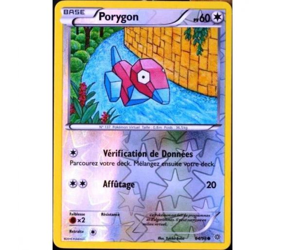 Carte Pokemon reverse Porygon pv 60 - 64/98