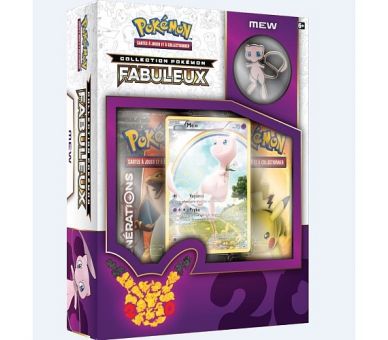 Coffret Mew Pokémon 20 ans - Collection Pokémon Fabuleux 2 boosters + 1 carte full art holo Mew et 1 badge MEW