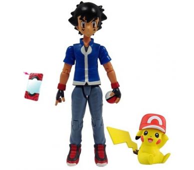 Figurine Sacha Dresseur avec Pikachu + Pokedex + Pokéball en Figurines