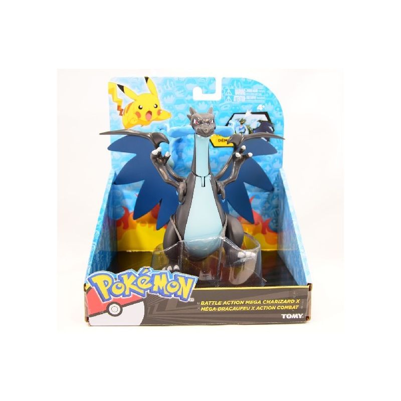 Figurine Mega Dracaufeu LED Pokémon Noir et Bleu - 24 cm avec