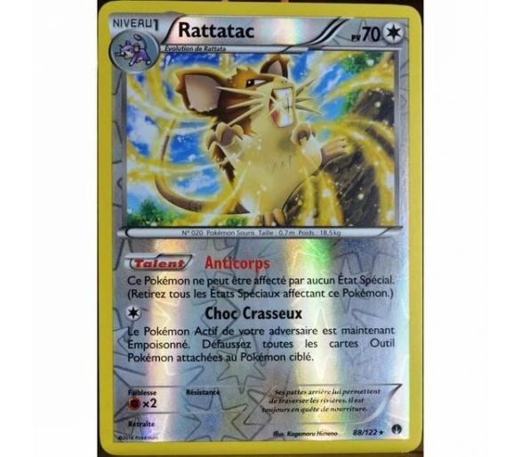 Rattatac Carte Reverse Rare Pv 70 - 88/122 - XY9