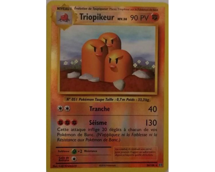 Triopikeur Carte Reverse Rare 90 Pv - XY12 - 56/108
