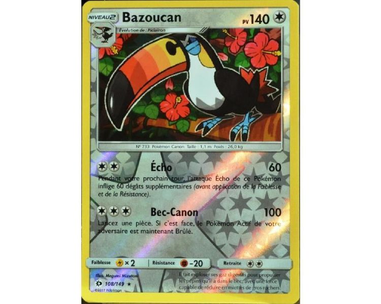 Bazoucan 140pv 108/149 Soleil et Lune Carte Pokemon Rare neuve fr 