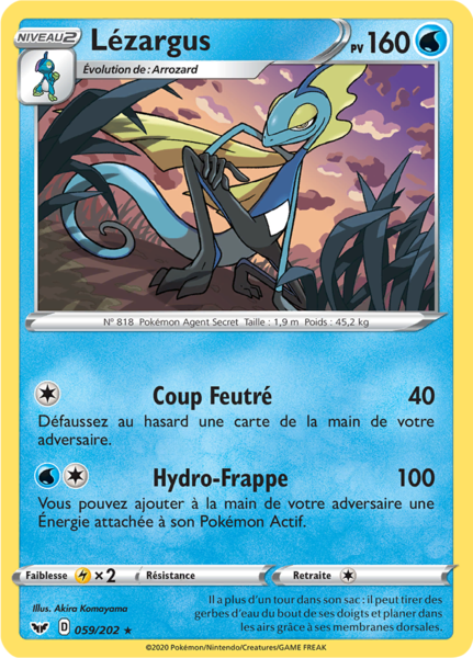 Lezargus Pv 160 Carte Rare Holographique 59 2 Epee Et Bouclier Ac