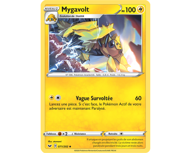 Mygavolt Pv 100 Carte Peu Commune 71/202 Épée et Bouclier