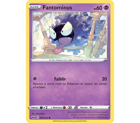 Fantominus Pv 60 83/202 Carte Commune Épée et Bouclier