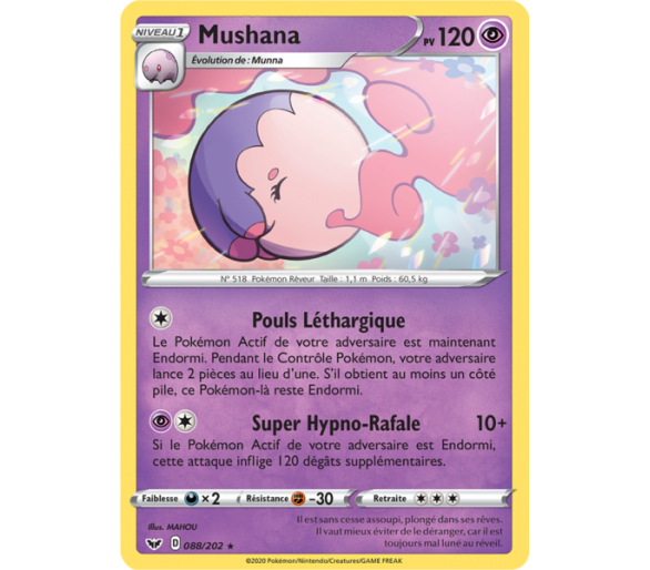 Mushana Pv 120 Carte Rare  88/202 Épée et Bouclier