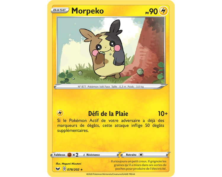 Morpeko pv 90 78 /202 Carte Rare Épée et Bouclier