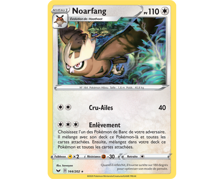 Noarfang Pv 110 Carte Rare Reverse 144/202 - Epée et Bouclier