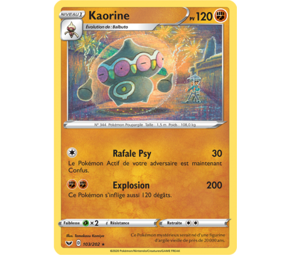 Carte Rare Kaorine Pv 120 numéro 103/202 - Epée et Bouclier