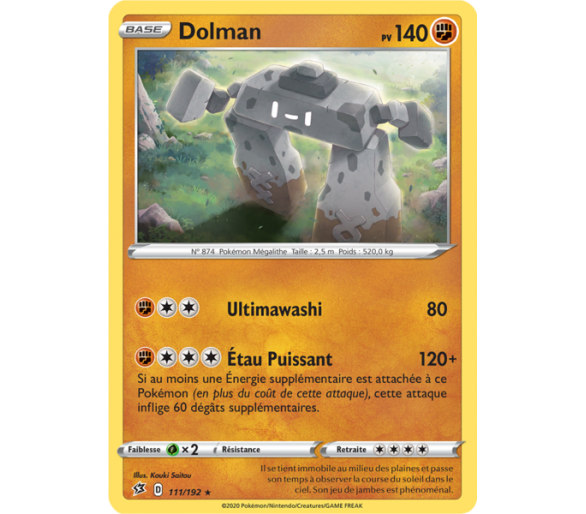 Pokemon 111/192 Dolman Holo Rare Epee et Bouclier 2 EB02 VF Francais 
