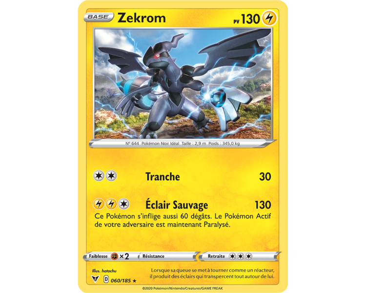 Zekrom Pv 130 060 185 Carte Rare Reverse Epee Et Bouclier 4 V