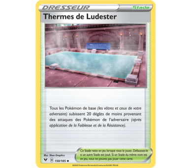 Carte Dresseur Thermes de Ludester 150/185 - Carte Peu Commune - Épée et Bouclier 4 - Voltage Éclatant